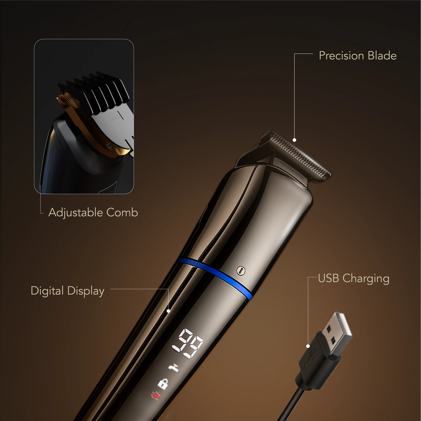 TrimElite Pro | Waterproof, LCD Display, Fast Charge, 4 Clip Lengths