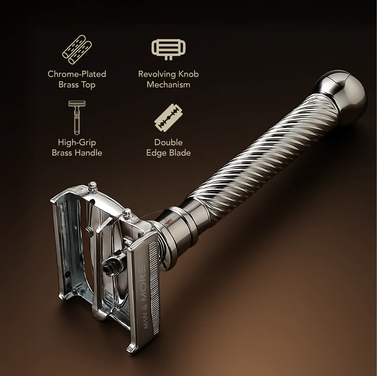 Butterfly Style Razor Brassbound Butterfly Razor-Precision Shave, Easy Blade Change, Comfort ...